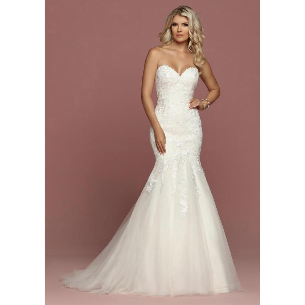 NEW DAVINCI BRIDAL strapless lace sweetheart tulle wedding dress in ivory